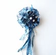 画像1: ハンドメイド　レース　ブルー系　コサージュ (1)