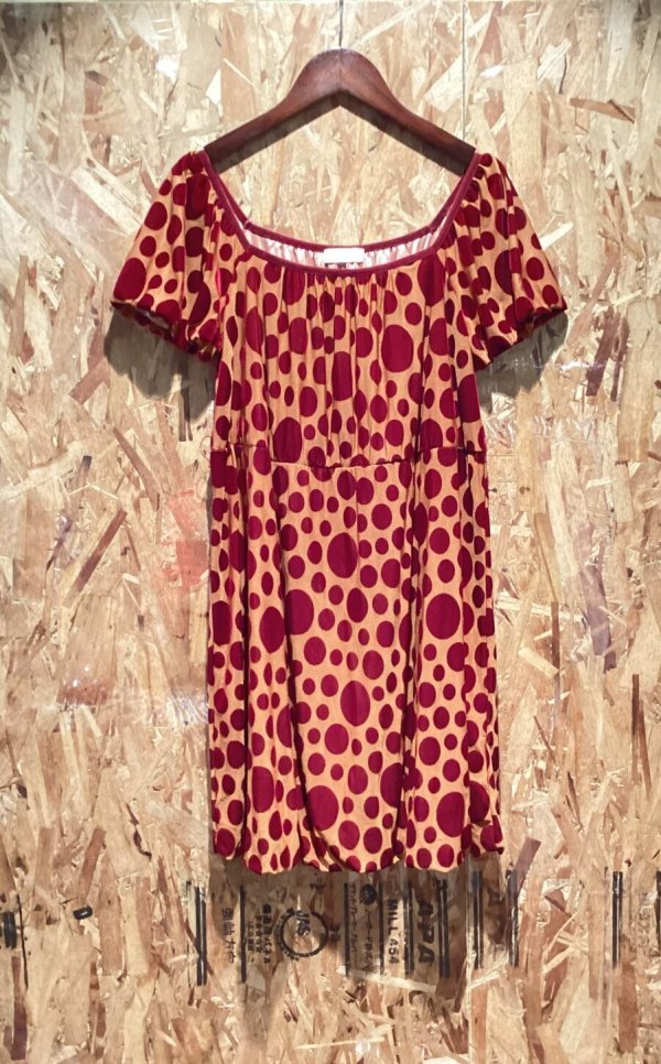 画像1: エンリコドマーニ　ENRICODOMANI　ドット　水玉　ボルドーカラーが目を惹く　おしゃれワンピース (1)