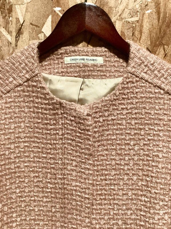 画像2: お上品コーデが完成するコート　GREEN LABEL RELAXING　くすみピンク　ツイード　ハーフコート (2)