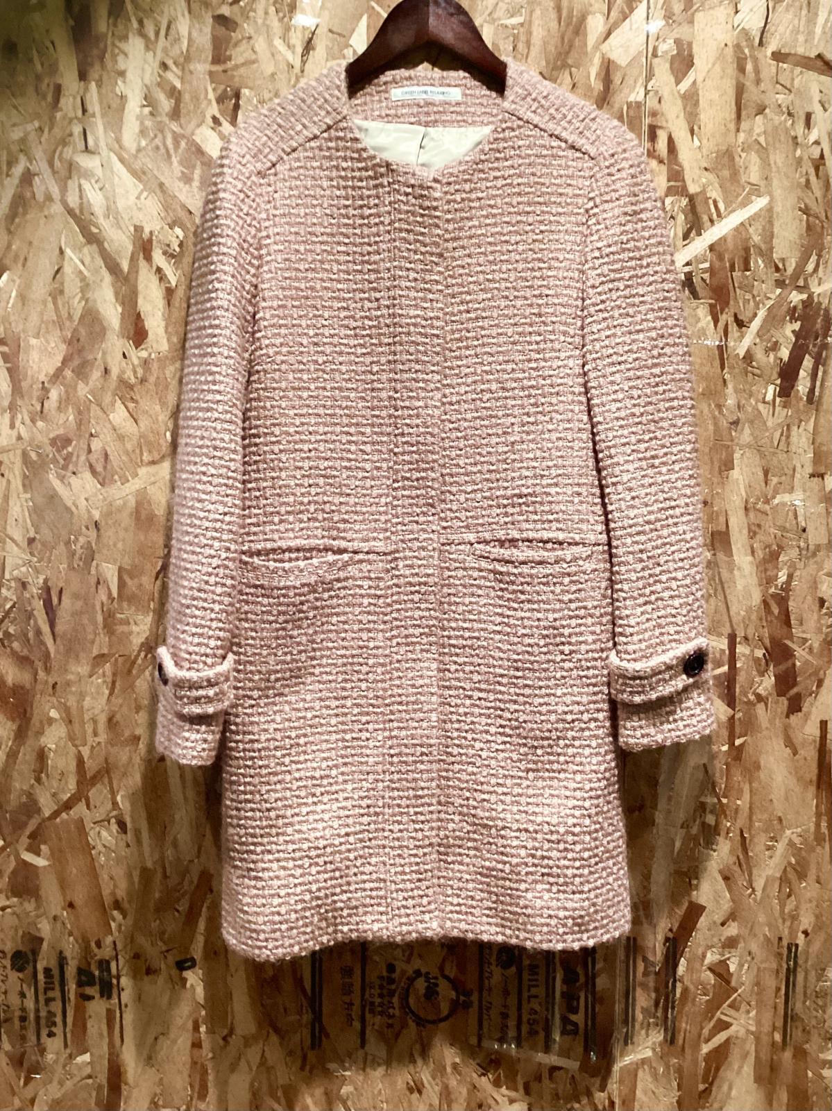 お上品コーデが完成するコート　GREEN LABEL RELAXING　くすみピンク　ツイード　ハーフコート